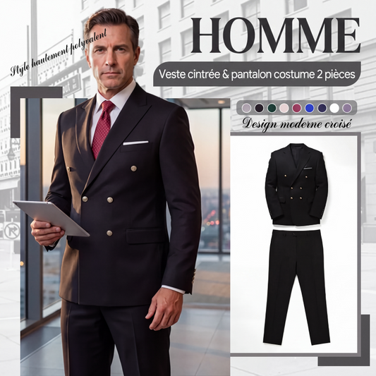 Costume 2 pièces pour homme : veste ajustée et pantalon