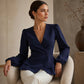 Chemisier pour femme, col V, manches lanternes et coupe peplum