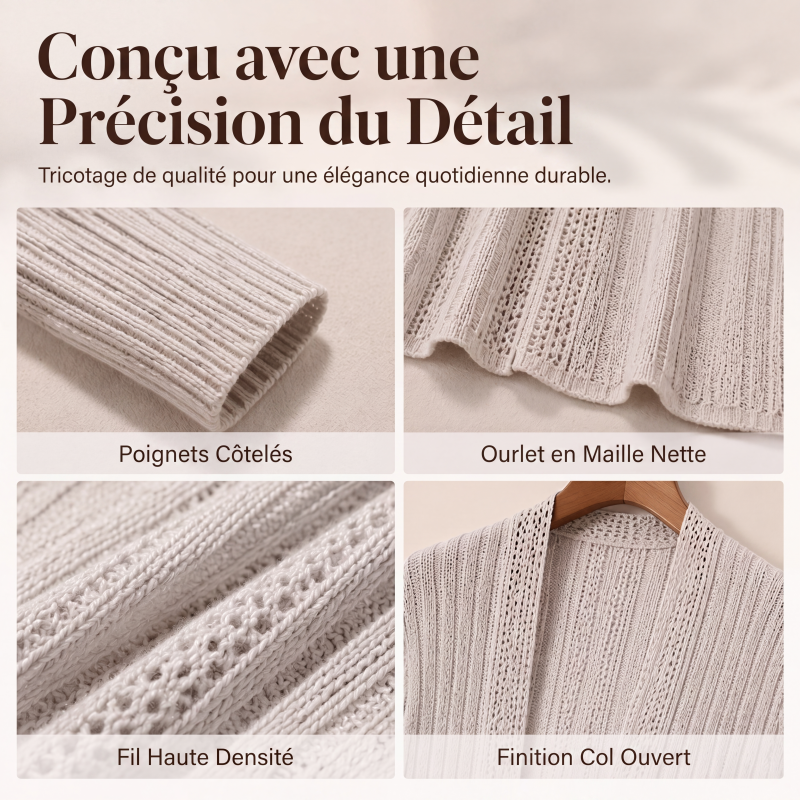 ✨ Cardigan Femme Élégant à Col Ouvert – Coupe Fluide & Style Raffiné