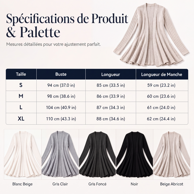 ✨ Cardigan Femme Élégant à Col Ouvert – Coupe Fluide & Style Raffiné