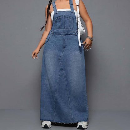 Robe Salopette en Jean Maxi Grande Taille pour Femme