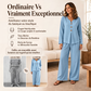 🌸 OFFRE LIMITÉE –50% ! ✨ Ensemble pour femme : haut à col V à manches longues et pantalon large