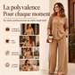🌸 OFFRE LIMITÉE –50% ! ✨ Ensemble pour femme : haut à col V à manches longues et pantalon large