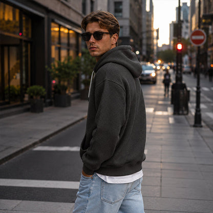Sweat à capuche en maille à demi-zip pour homme