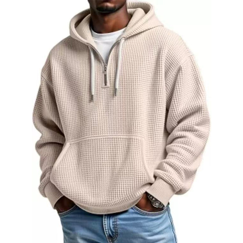Sweat à capuche en maille à demi-zip pour homme