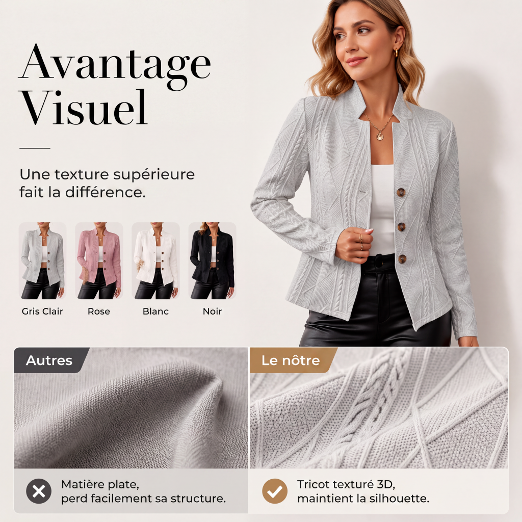 Blazer boutonné texturé pour femme