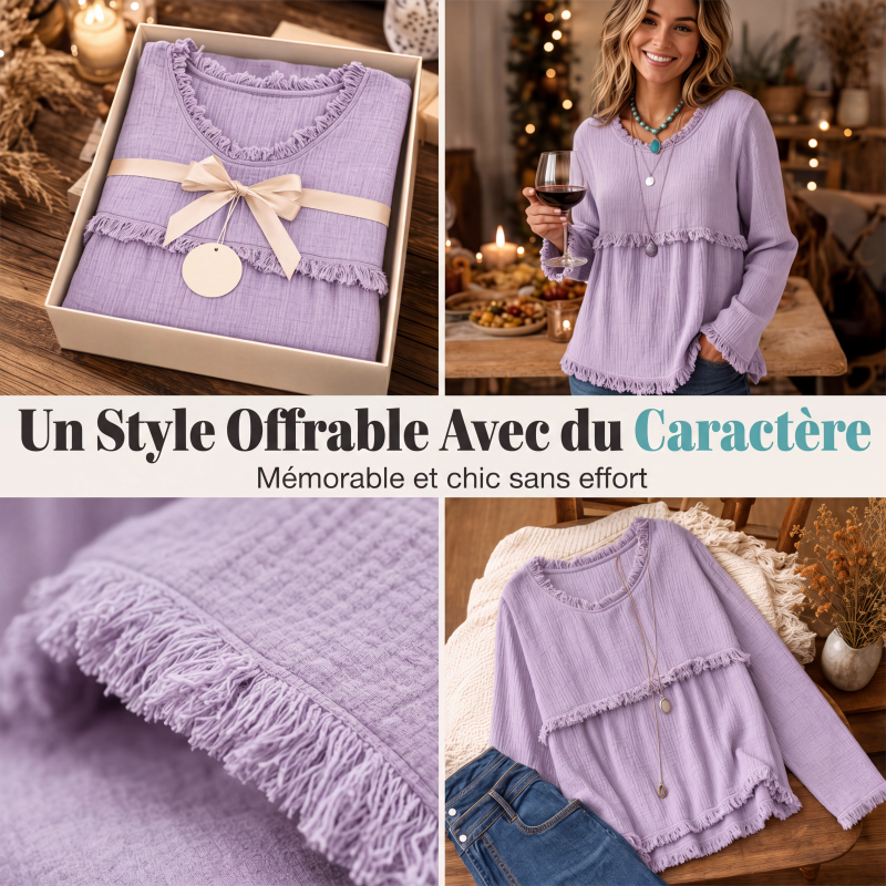 🌙 OFFRE LIMITÉE -50% ! 💕 Haut décontracté vintage à franges pour femme