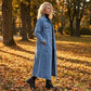 Manteau en jean long décontracté pour femme, à boutons