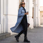 Manteau en jean long décontracté pour femme, à boutons