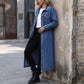 Manteau en jean long décontracté pour femme, à boutons