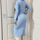 Robe mi-longue en jean à manches longues et col boutonné