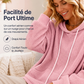 Sweat à capuche ample en maille gaufrette pour femme avec poches