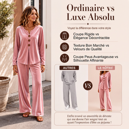 Ensemble de détente décontracté en velours 2 pièces pour femme