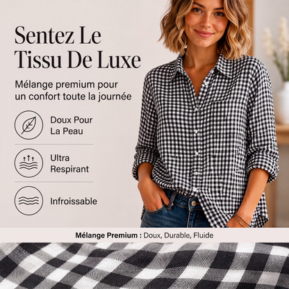 Chemise à carreaux à manches longues et boutons pour femme