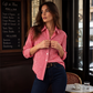Chemise à carreaux à manches longues et boutons pour femme