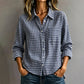 Chemise à carreaux à manches longues et boutons pour femme
