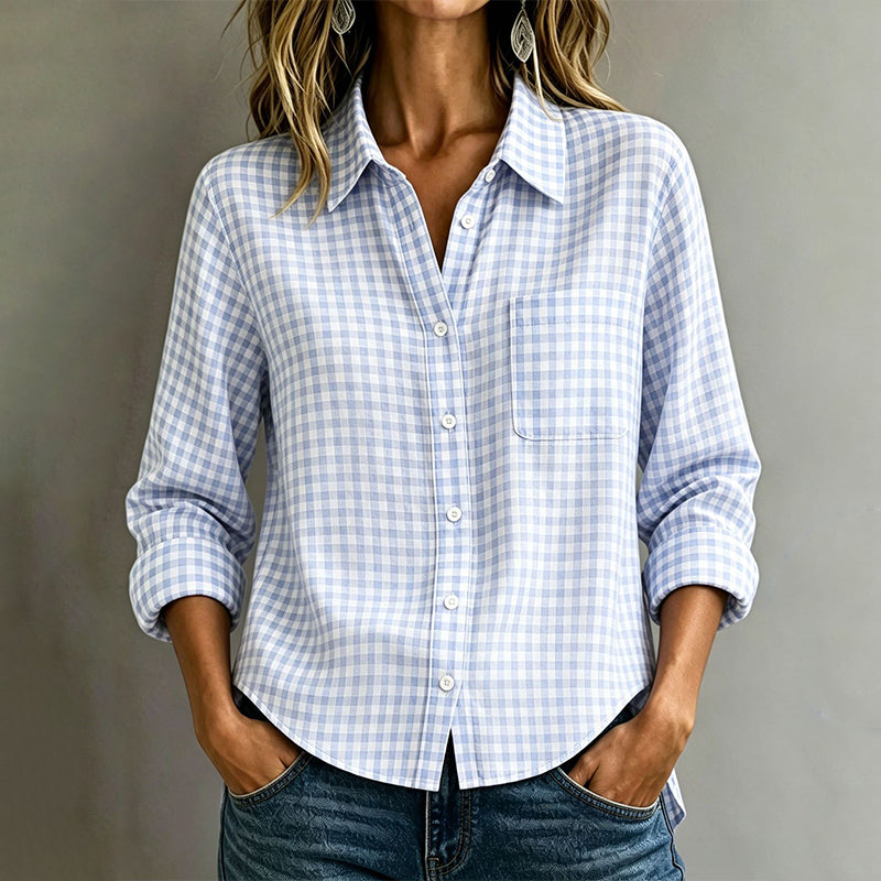 Chemise à carreaux à manches longues et boutons pour femme