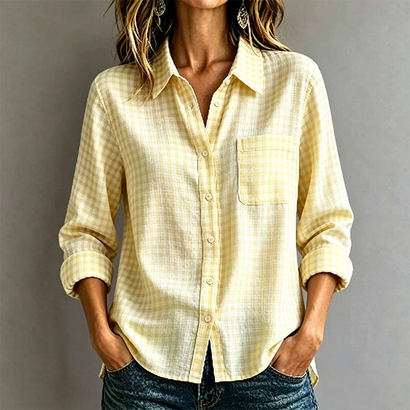 Chemise à carreaux à manches longues et boutons pour femme