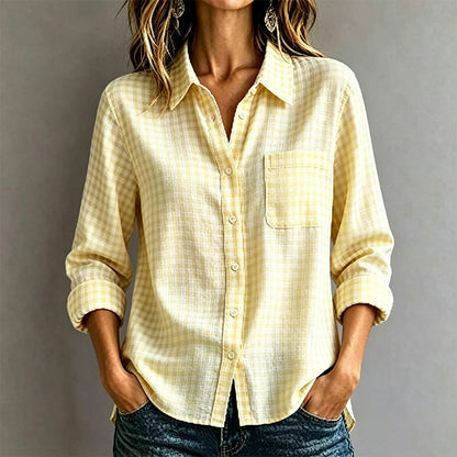 Chemise à carreaux à manches longues et boutons pour femme