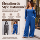 Combinaison pour femme à épaules dénudées avec bordure contrastante