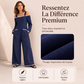 Combinaison pour femme à épaules dénudées avec bordure contrastante