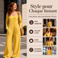 Combinaison pour femme à épaules dénudées avec bordure contrastante