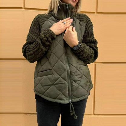 Veste matelassée en patchwork en tricot pour femmes