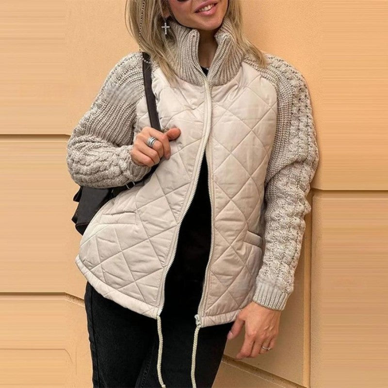 Veste matelassée en patchwork en tricot pour femmes