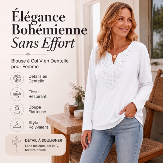 Haut élégant pour femme en dentelle à col V