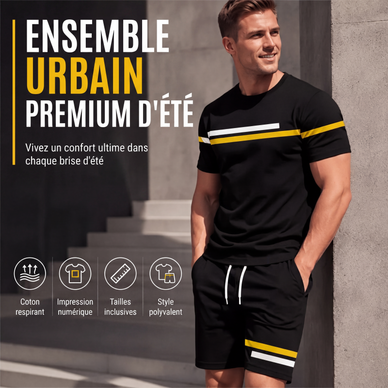 Ensemble t-shirt à manches courtes décontracté et short pour homme