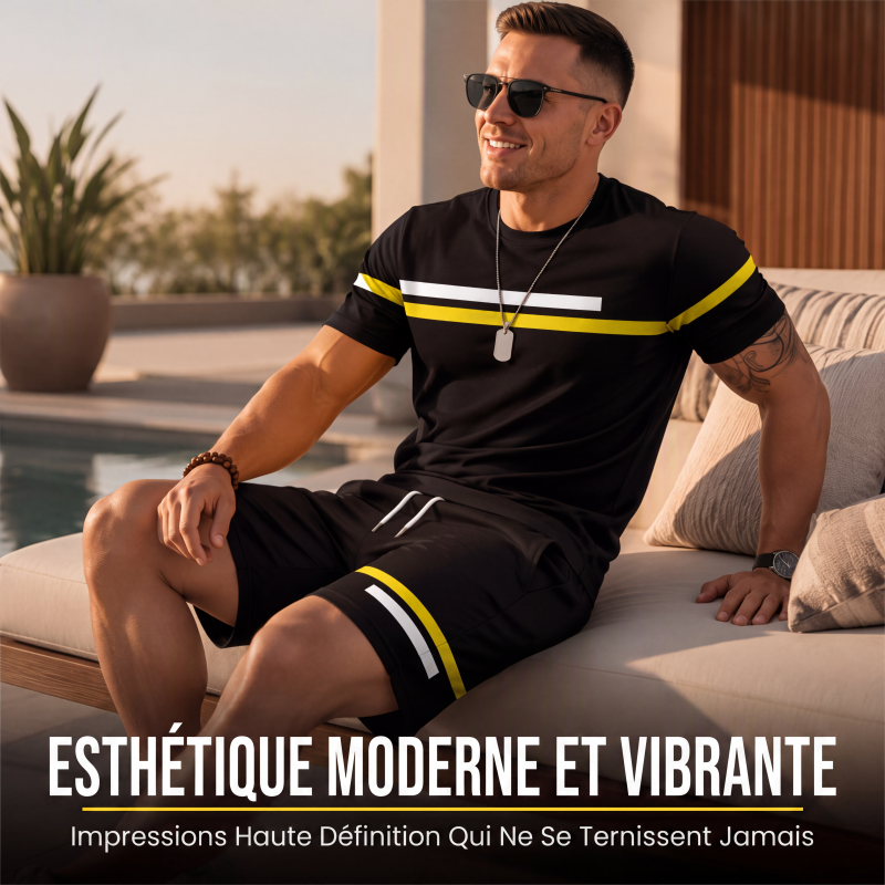 Ensemble t-shirt à manches courtes décontracté et short pour homme