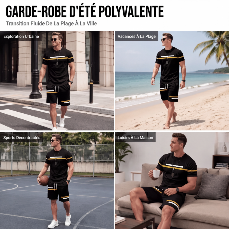 Ensemble t-shirt à manches courtes décontracté et short pour homme