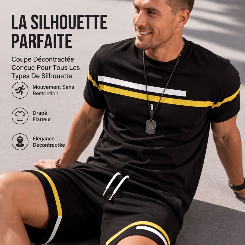 Ensemble t-shirt à manches courtes décontracté et short pour homme