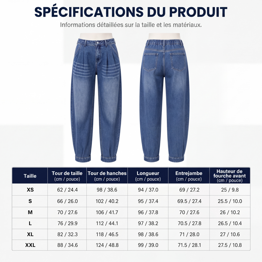 Pantalon en jean sarouel taille haute pour femme