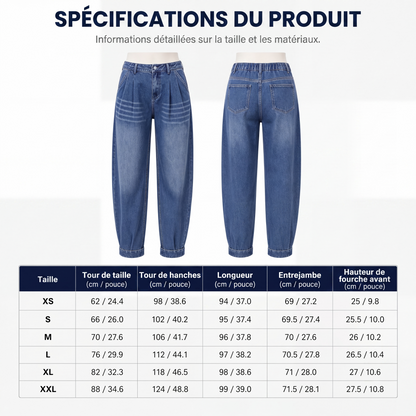 Pantalon en jean sarouel taille haute pour femme