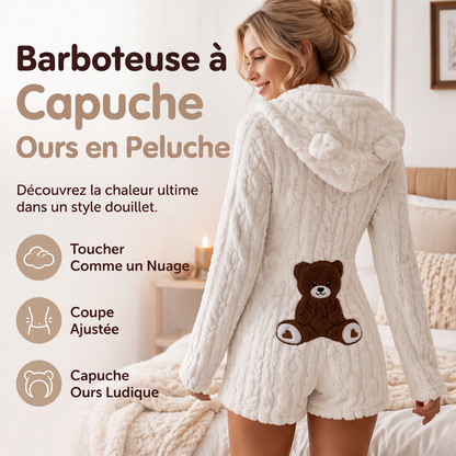Combinaison à manches longues à capuche en peluche pour femme