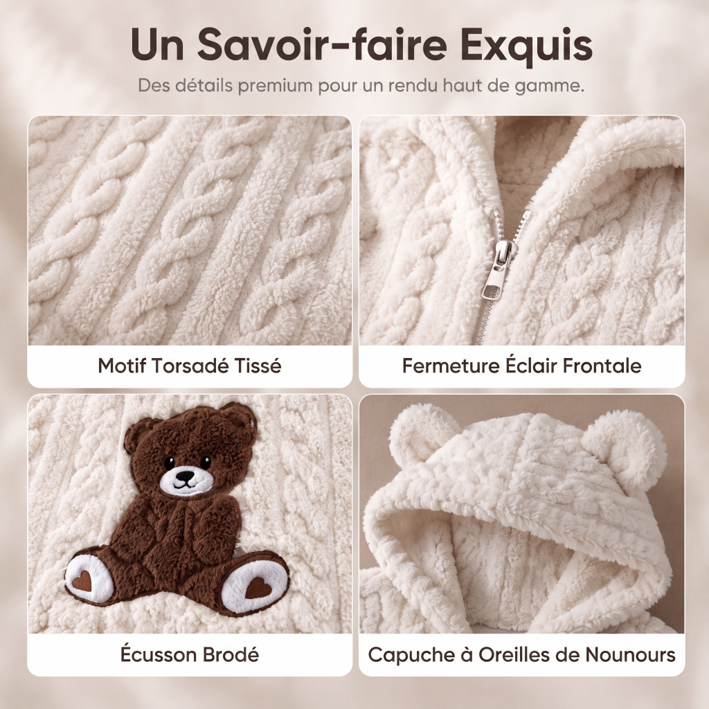 Combinaison à manches longues à capuche en peluche pour femme