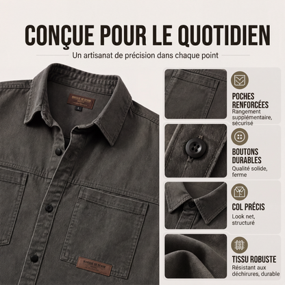 Chemise utilitaire oversize à manches longues pour homme