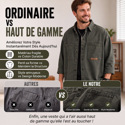 Chemise utilitaire oversize à manches longues pour homme