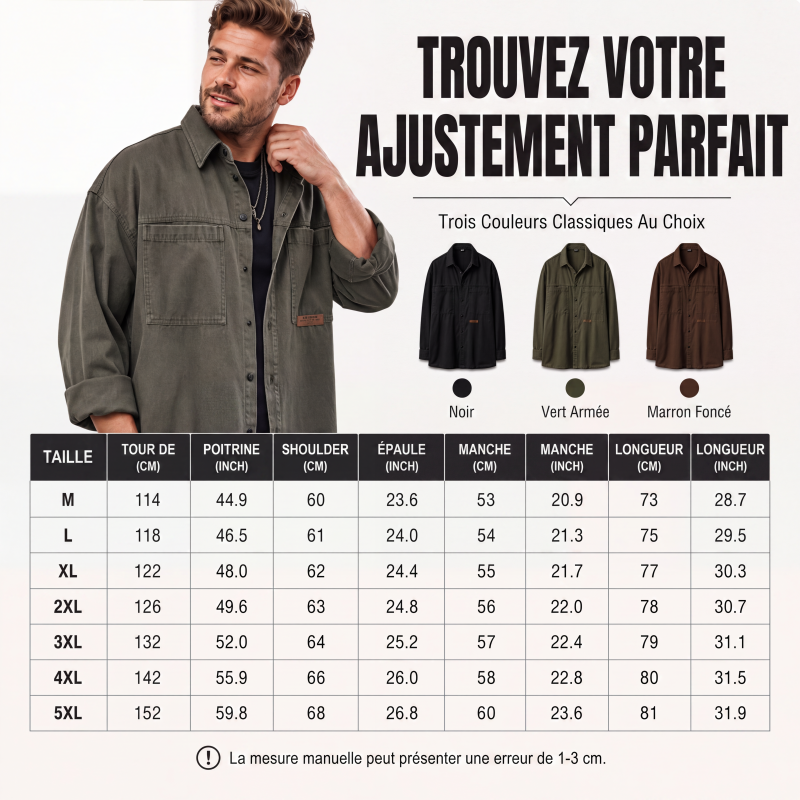 Chemise utilitaire oversize à manches longues pour homme