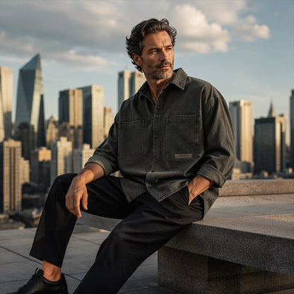 Chemise utilitaire oversize à manches longues pour homme