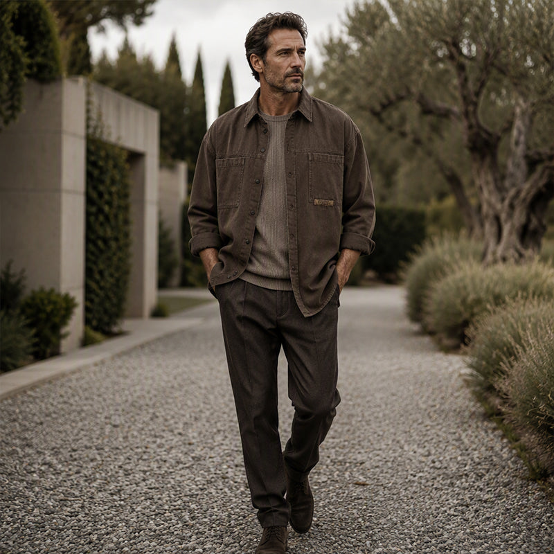 Chemise utilitaire oversize à manches longues pour homme