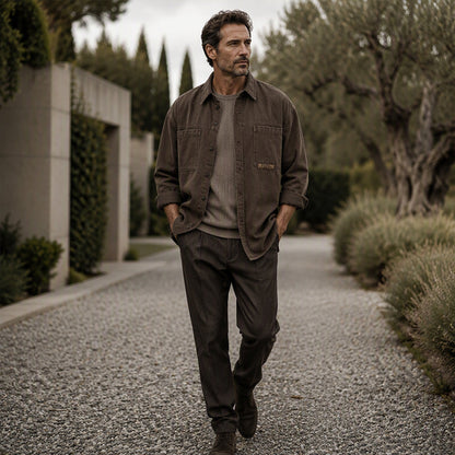 Chemise utilitaire oversize à manches longues pour homme