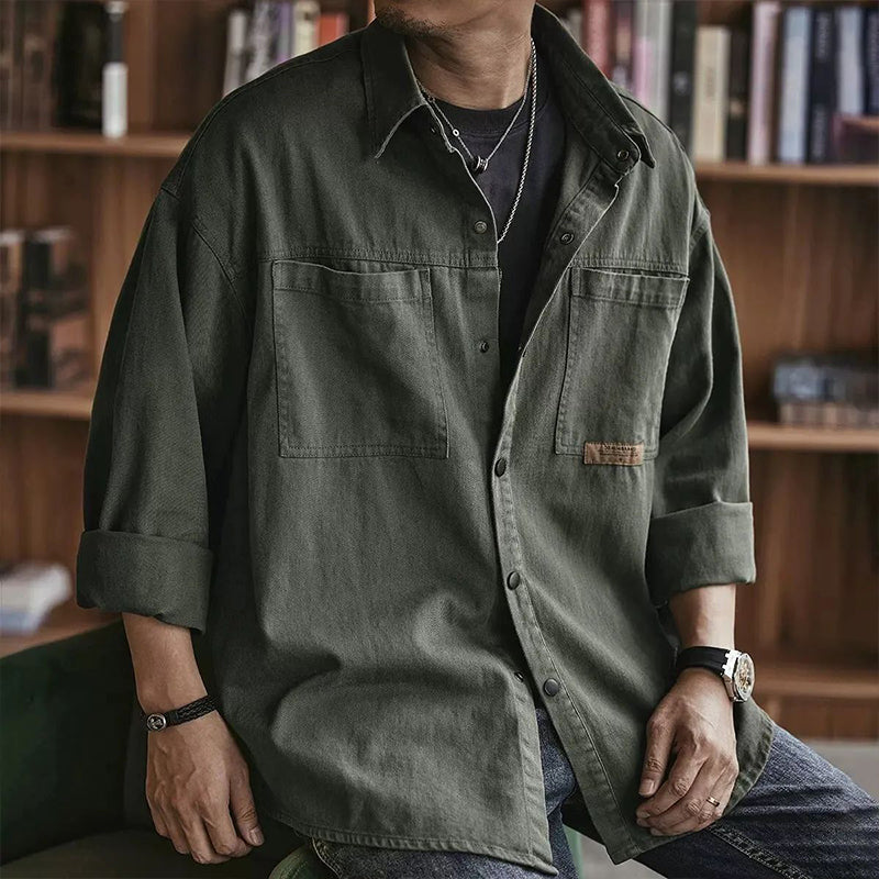 Chemise utilitaire oversize à manches longues pour homme