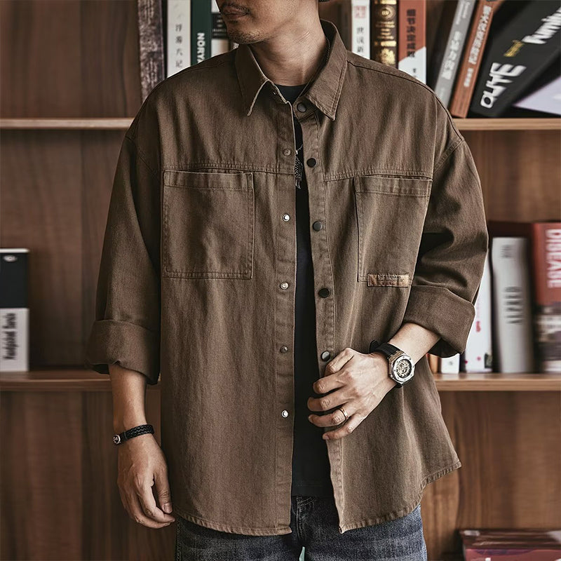 Chemise utilitaire oversize à manches longues pour homme