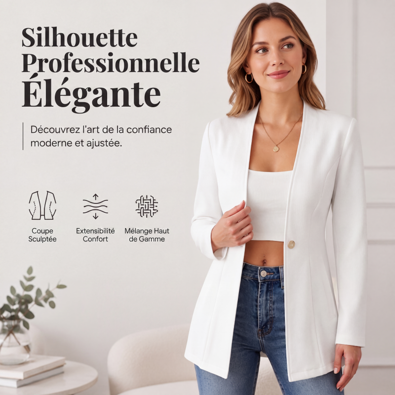 Blazer femme à col V et bouton unique