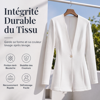 Blazer femme à col V et bouton unique