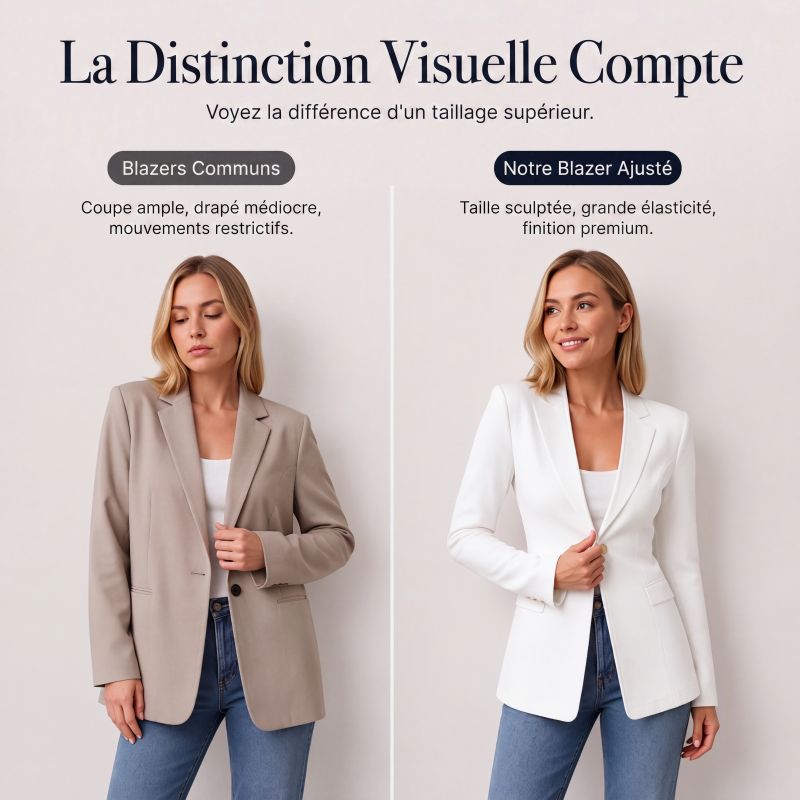 Blazer femme à col V et bouton unique