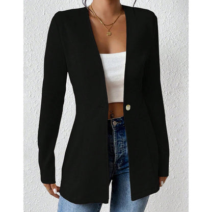 Blazer femme à col V et bouton unique
