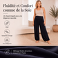 Pantalon large taille haute pour femme
